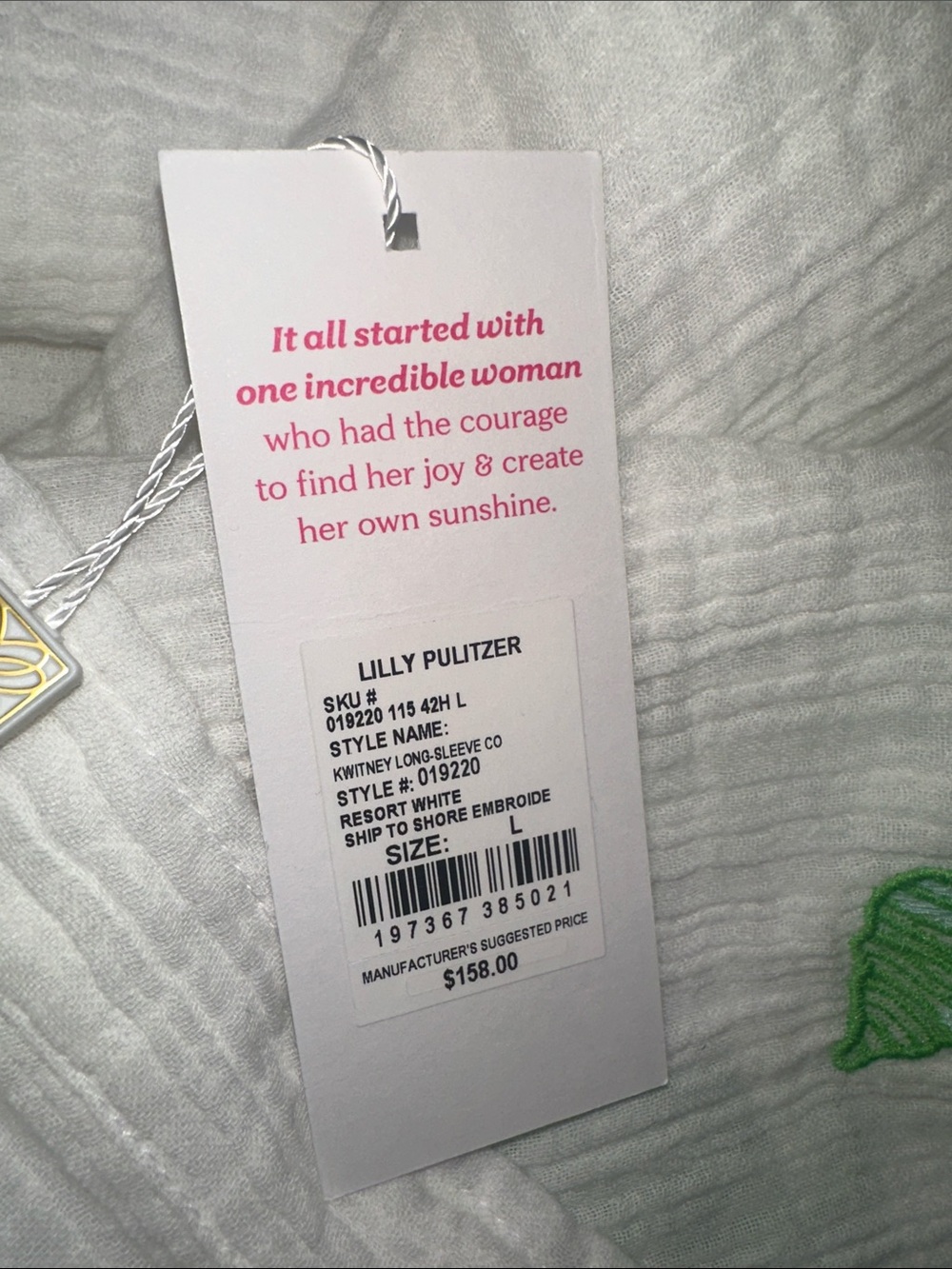 Lilly Pulitzer. Women's white gauze beach coverup with embroidered shells NWT - Picture 3 of 12